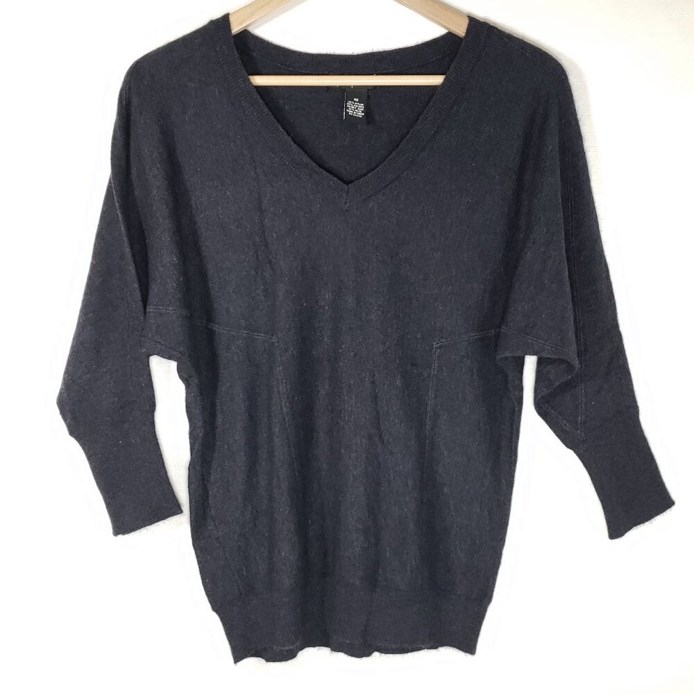 PARAPHRASE V-neck sweater, nylon angora wool blend | Navy blue | Y2K vtg XS